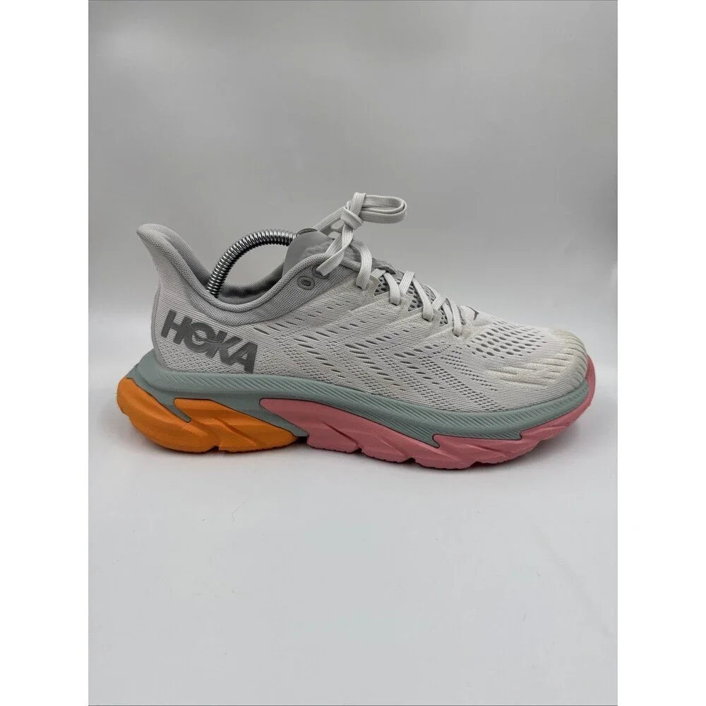 Hoka One One Women’s Clifton Edge Running Shoes Us10 Gray Pink Orange 1110511